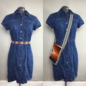 Vintage Rockabilly Button Down Denim Dress